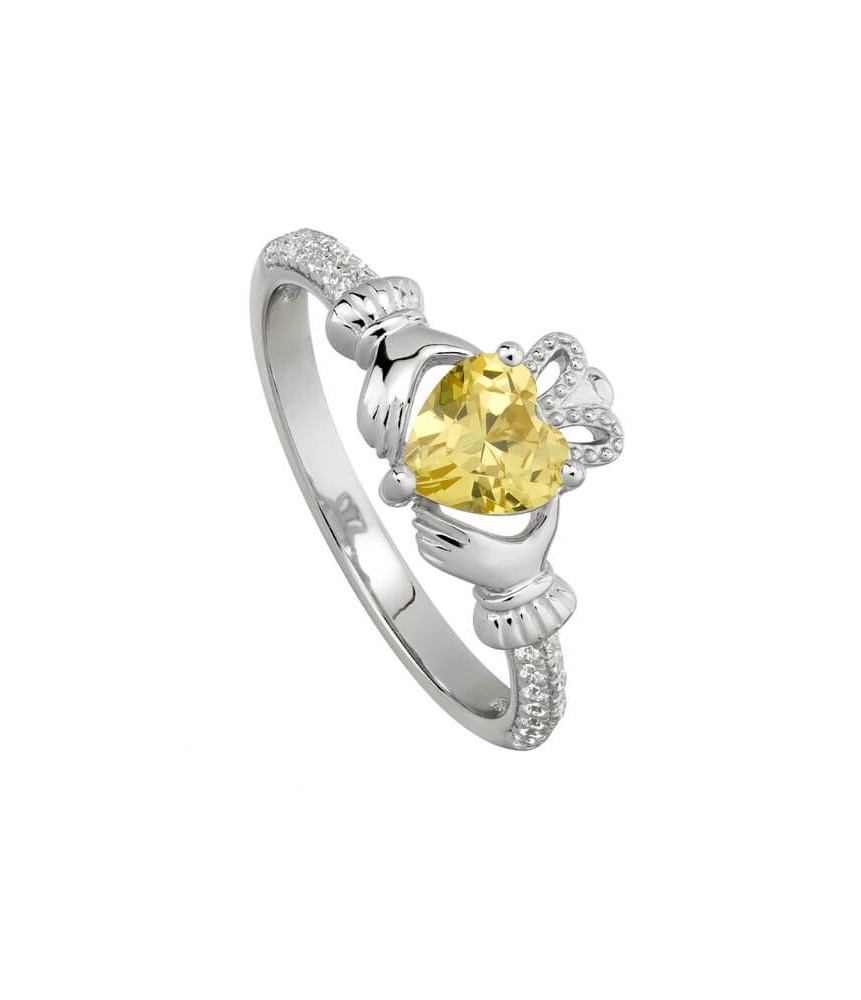 November Topaz Claddagh Ring