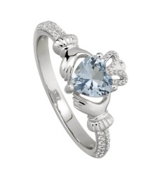 December Zircon Claddagh Ring