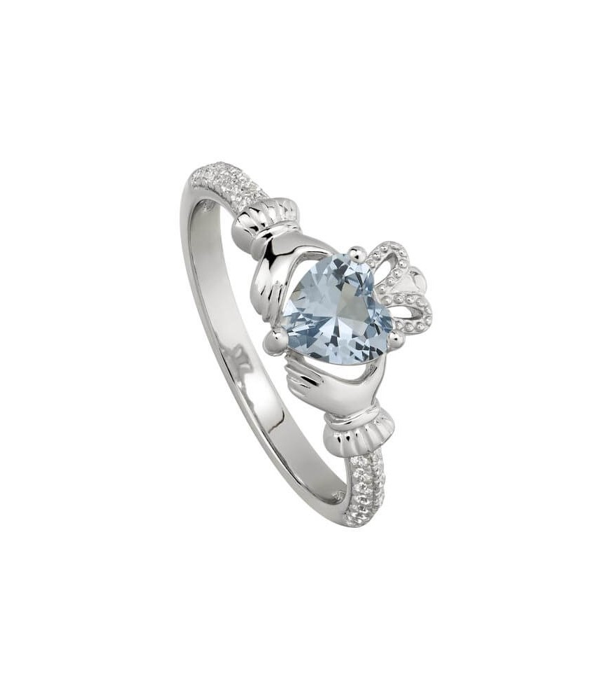 December Zircon Claddagh Ring