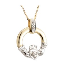 Pendentif Claddagh en or avec diamant