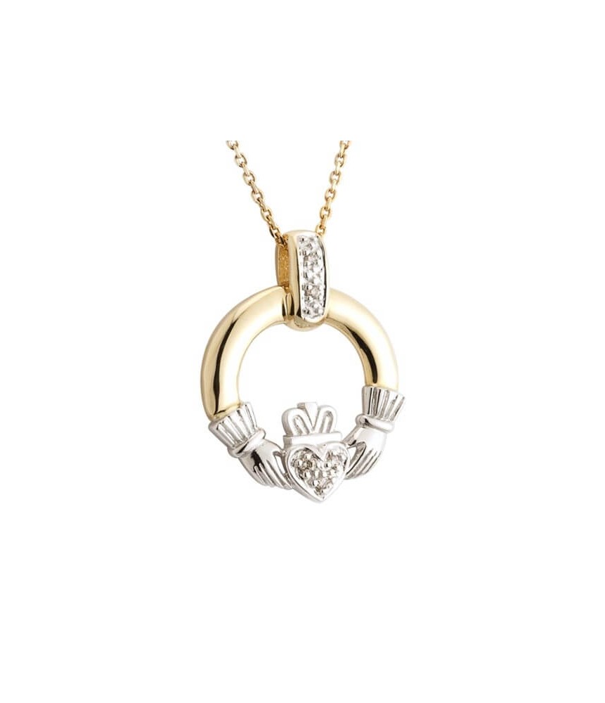 Pendentif Claddagh en or avec diamant