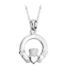 Medium White Gold Claddagh Pendant