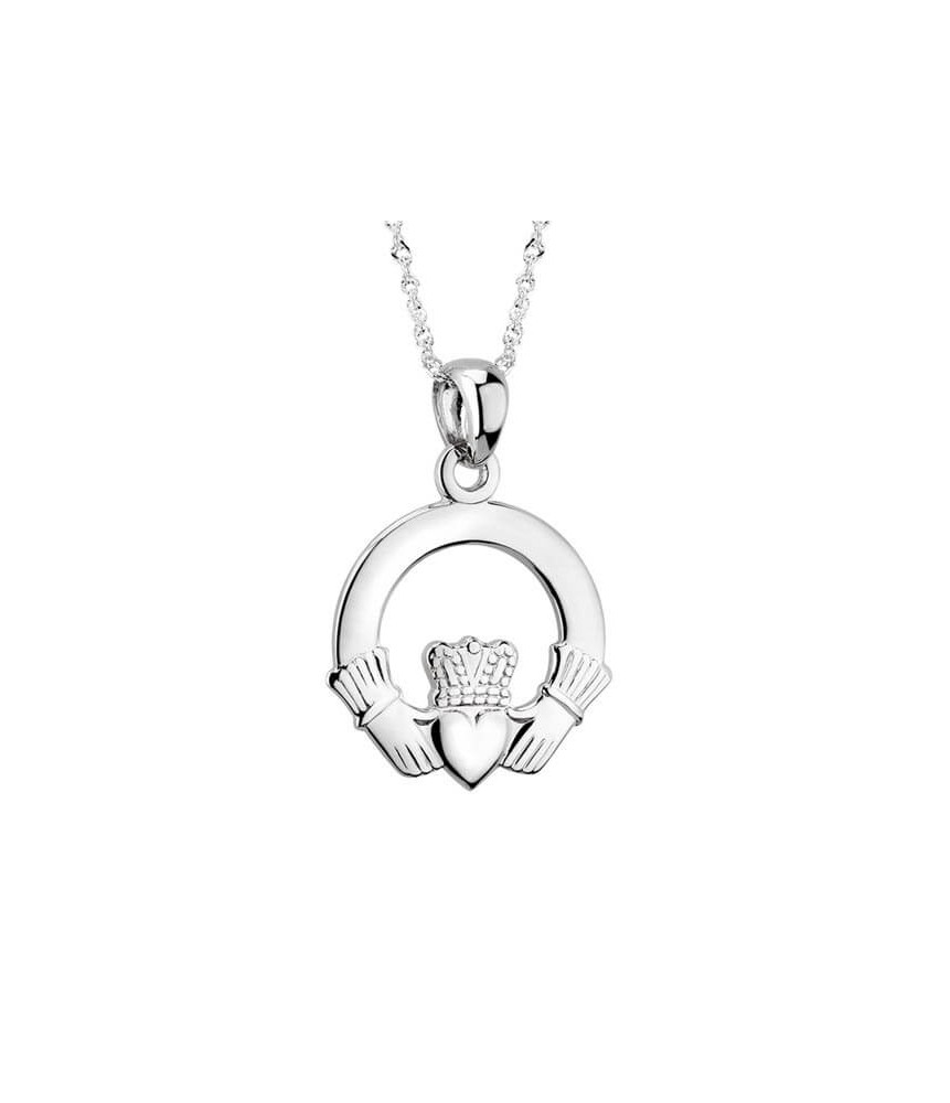 Medium White Gold Claddagh Pendant