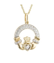 Klassischer Diamant Claddagh Anhänger