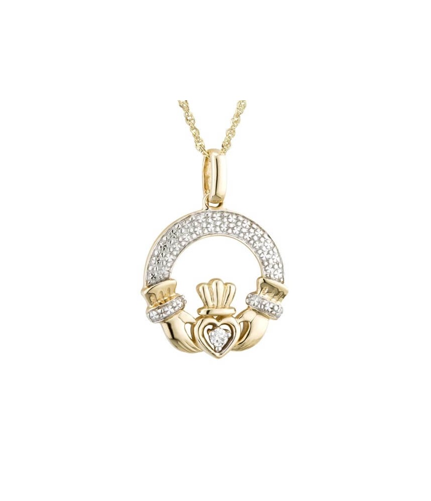 Klassischer Diamant Claddagh Anhänger