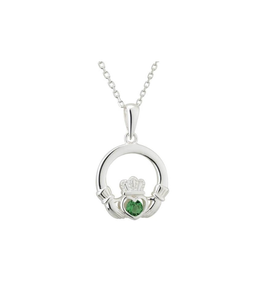 Green Crystal Claddagh Pendant