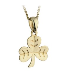 Gold Herringbone Shamrock Pendant