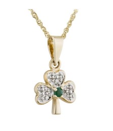 Diamond & Emerald Shamrock Pendant