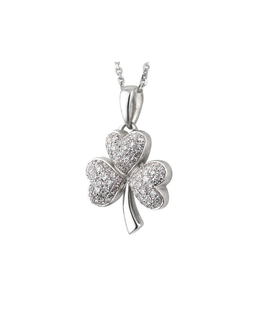 White Gold Diamond Shamrock Pendant