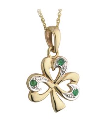 Emerald Shamrock Charm Pendant