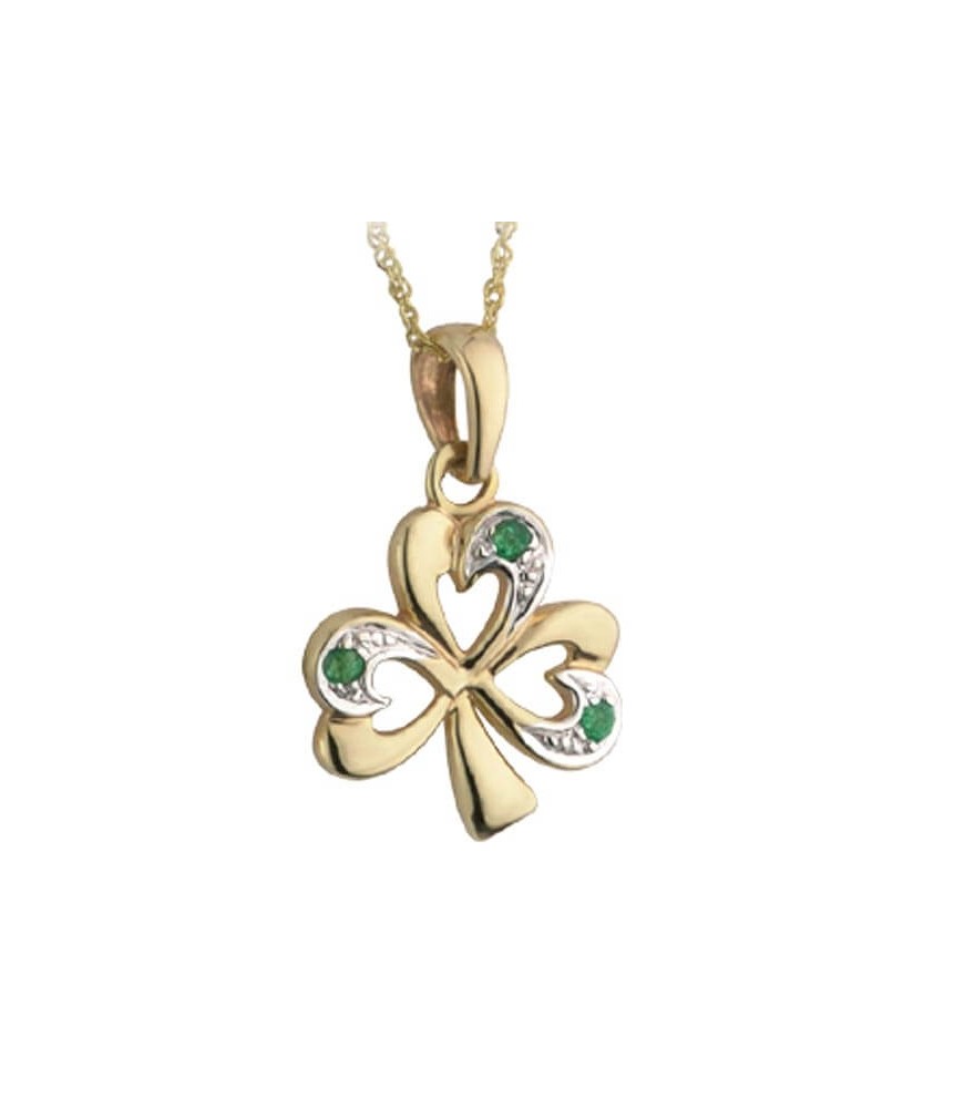 Emerald Shamrock Charm Pendant