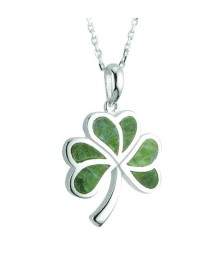 Silver Marble Shamrock Pendant