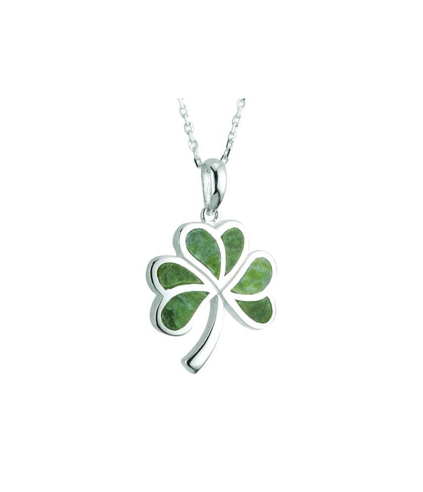 Silver Marble Shamrock Pendant