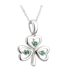 Emerald Shamrock Wire Pendant