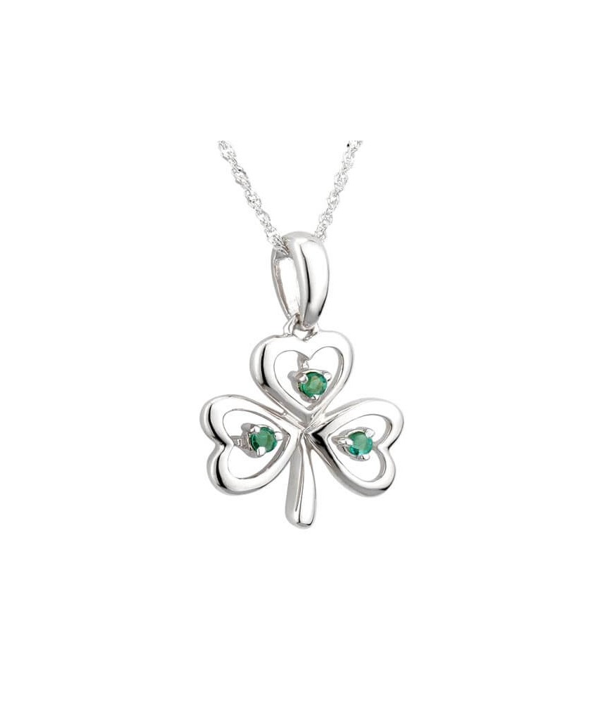 Emerald Shamrock Wire Pendant