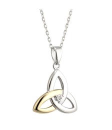 Silver & Gold Diamond Trinity Pendant