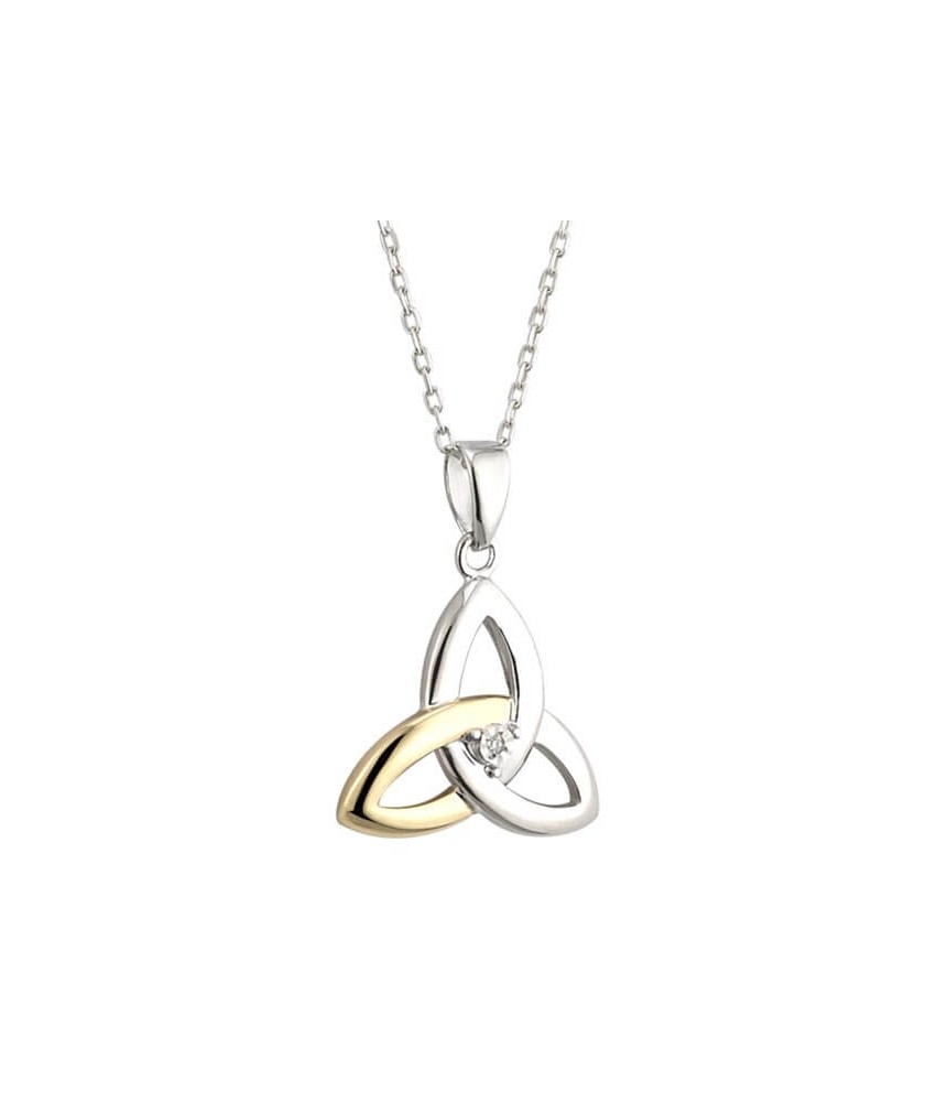 Silver & Gold Diamond Trinity Pendant