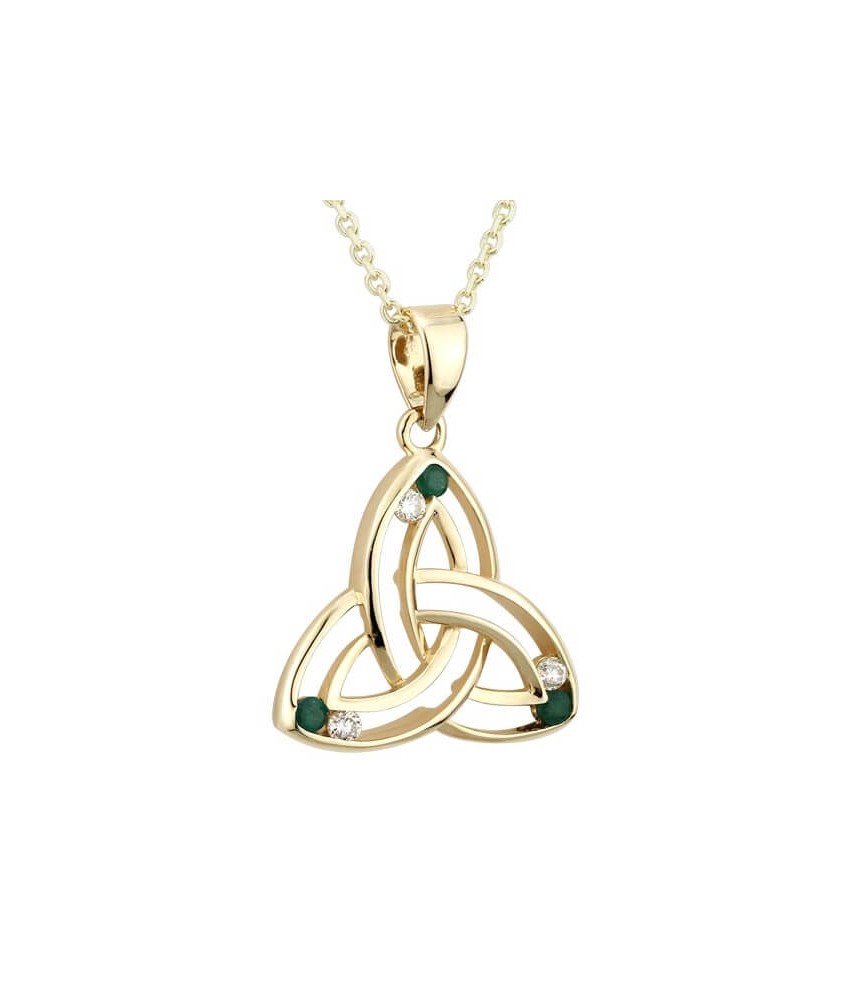 Small Diamond & Emerald Trinity Pendant