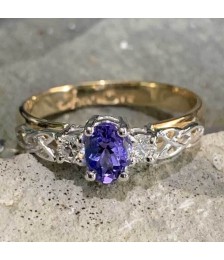 Bague de fiançailles bleue en tanzanite - or jaune