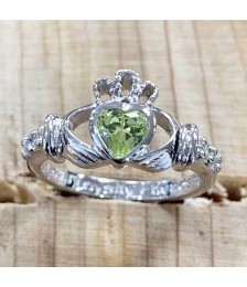 August Birthstone Claddagh Ring - Silver