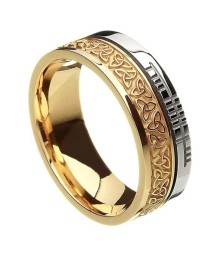 Ogham Trinity Knot Faith Ring - Yellow & White Gold