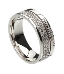 Ogham Trinity Knot Faith Ring - All White Gold