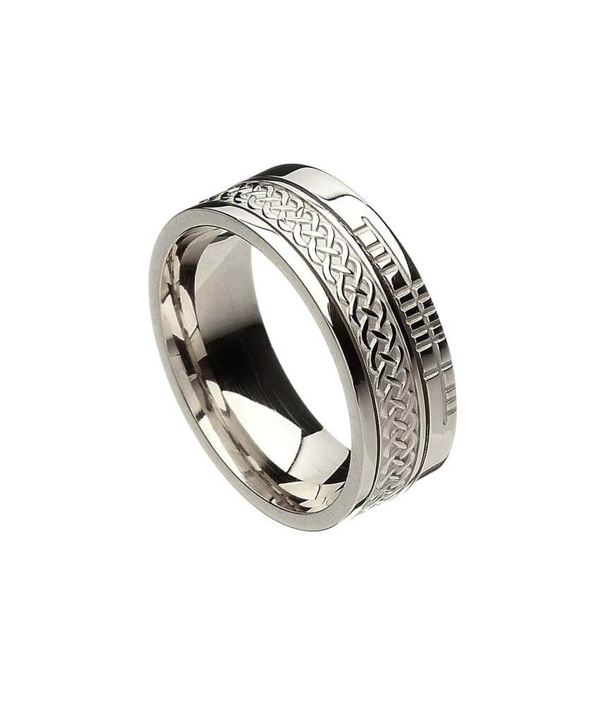 Ogham Celtic Knot Faith Ring - All White Gold