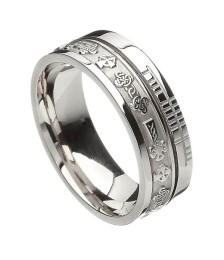 Ogham Celtic Cross Faith Ring - All White Gold