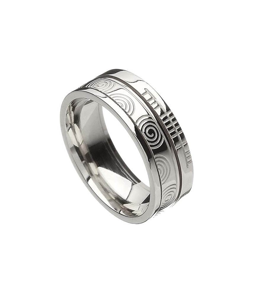 Ogham Newgrange Faith Ring - All White Gold