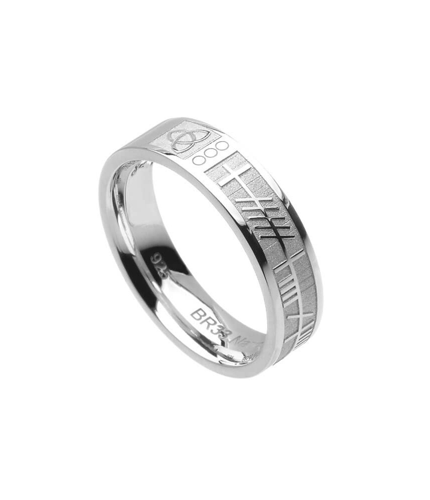 Bande de soulmate Ogham pour femme - Or blanc ou argent