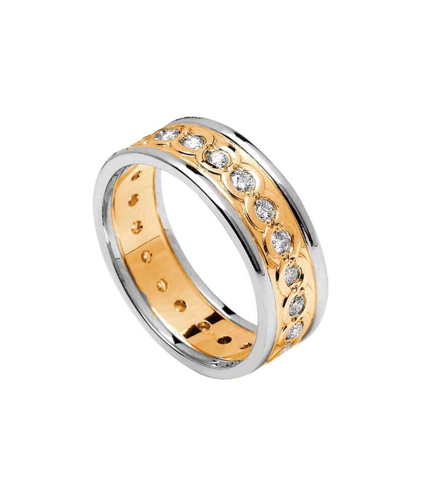 Women's Eternity Diamond Ring with Trim - Yellow with White Trim