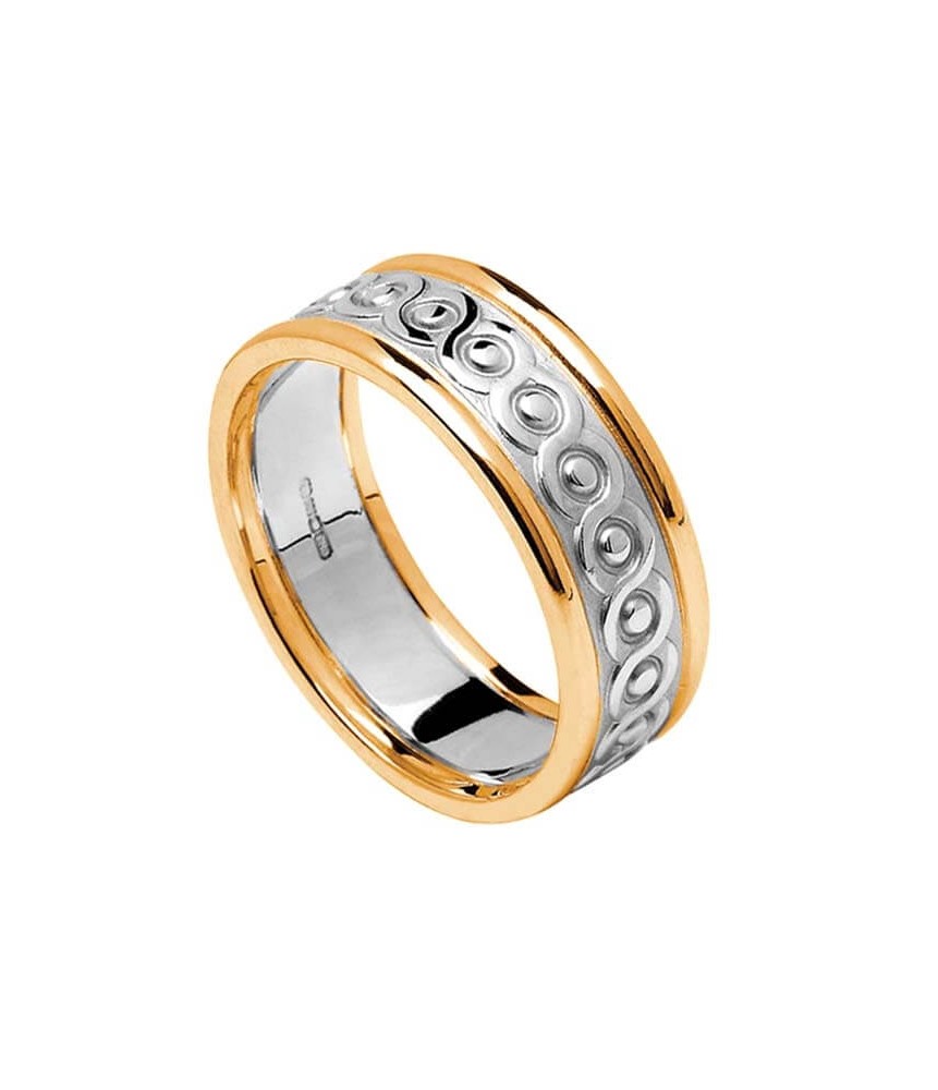 Bague d'éternité pour femme avec bordure - blanc avec garniture jaune