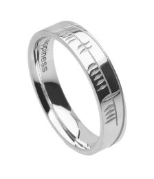 Women's Irish Ogham Wedding Ring - White Gold