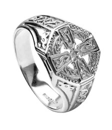 Celtic Cross Ring - Silver or White Gold