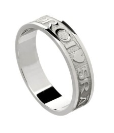 Women's Gaelic Wedding Ring - White Gold or Silver