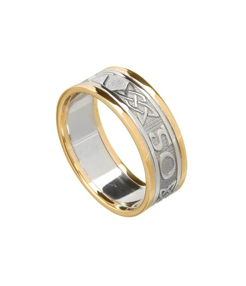 Bague pour femme avec bordure pour toujours - blanc avec bordure jaune