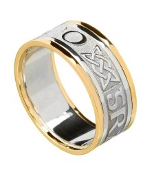 Bague pour homme avec bordure pour toujours - blanc avec bordure jaune