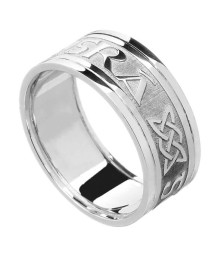 Bague pour homme avec bordure pour toujours - Tout or blanc