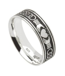 Mens Silver Irish Claddagh Ring