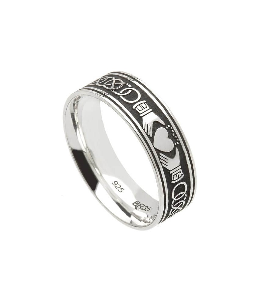 Hommes Argent irlandais Claddagh Anneau