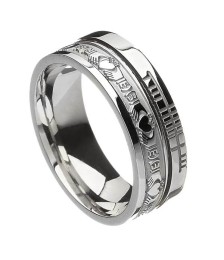 Ogham Claddagh Faith Ring - All White Gold