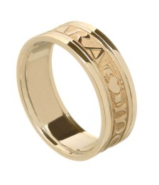 Damen Claddagh Ring Seelenfreund mit Trim - alles gelbe Gold