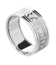 Bague de Claddagh âme soeur de hommes avec garniture - tout en or blanc