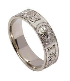 Bague homme guerrier irlandais - Or blanc