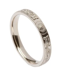 Narrow Irish Warrior Ring - White Gold