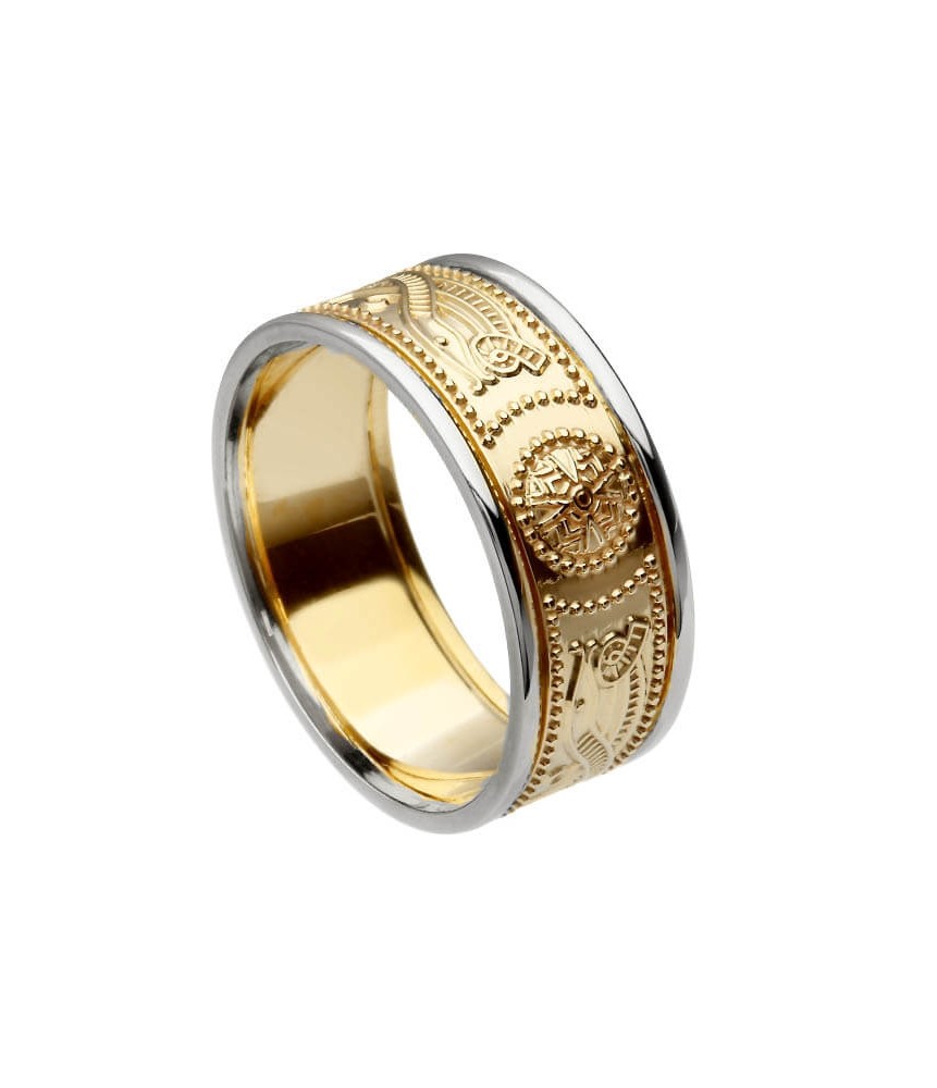 Bague guerrière pour homme avec jante - Bande jaune avec bord blanc