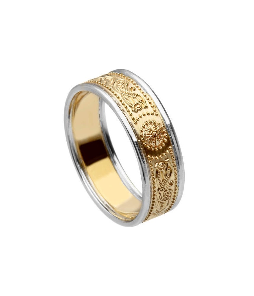 Bague guerrière pour femme avec jante - Bande jaune avec bordure blanche