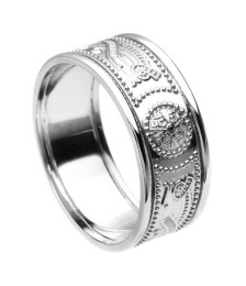 Bague guerrière pour homme avec jante - Tout en or blanc