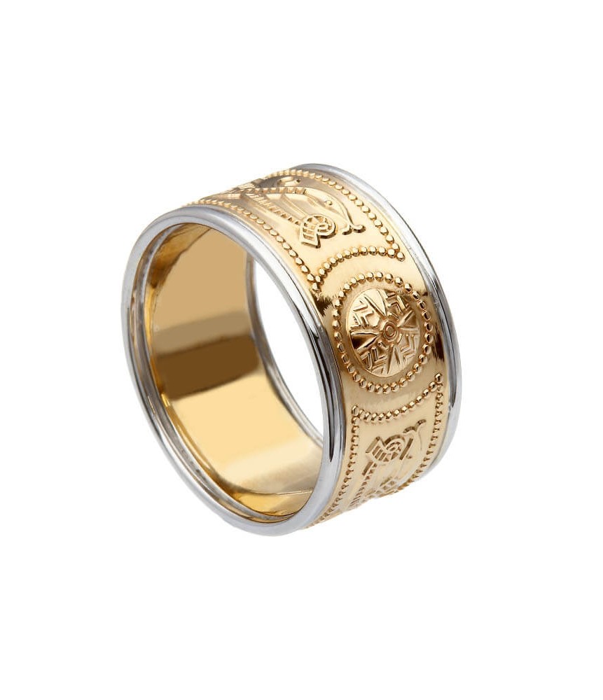 Wide Warrior Ring with Trim - Yellow with White Trim