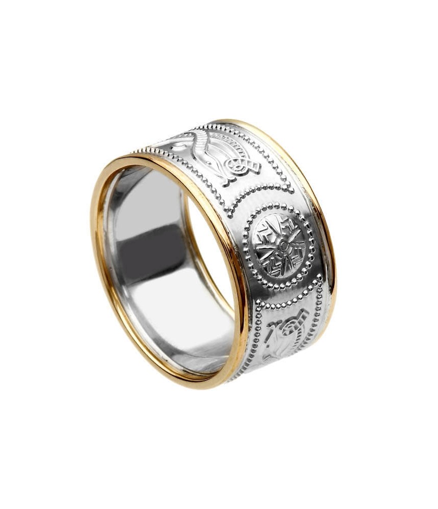 Wide Silver Warrior Ring with Trim